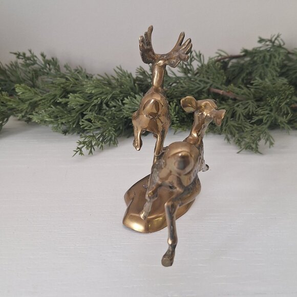 Vintage brass deer / reindeer statue figurine 2 - Picture 5 of 7
